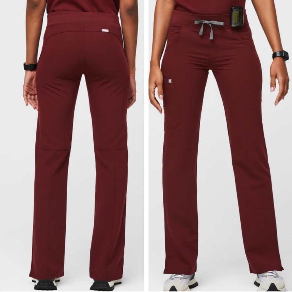 Figs Kade scrub pants burgundy straight leg Cargo XS Tall